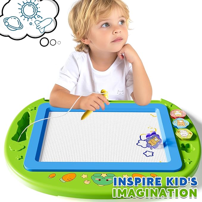 Large Magnetic Drawing Board 13 × 17 in Doodle Board Toddler Toys for Girls Boys 3 4 5 6 7 Year Old Kids, Preschool Educational Travel Toys Gifts Etch A Colorful Sketch Magnet Erasable Writing Pad