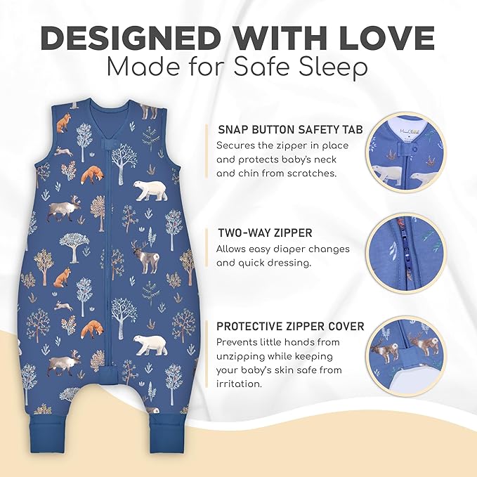 Mama Cheetah Toddler Sleep Sack with Feet, 6-18 Month, 2.5 TOG Organic Cotton Baby Sleeping Bag with Legs, Baby Wearable Blankets for Walkers w/ 2-Way Zipper, Baby Sleep Sack for Girls & Boys, Small