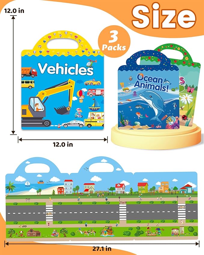 Walenced Reusable Sticker Book for Toddlers, Stickers for Kids, Toddler Sticker Book, Toddler Craft Activities, Toddler Travel Toys Ages 3 and Up Boy Girl Birthday Gifts