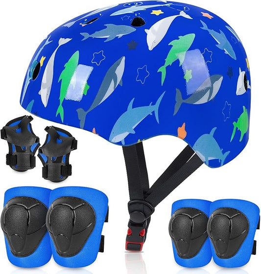 FIODAY Kids Helmet Knee Pads for Kids Unicorn Knee and Elbow Pads Wrist Guards Adjustable Protective Gear Set for Girls Boys Sports Skateboard Inline Skating Scooter