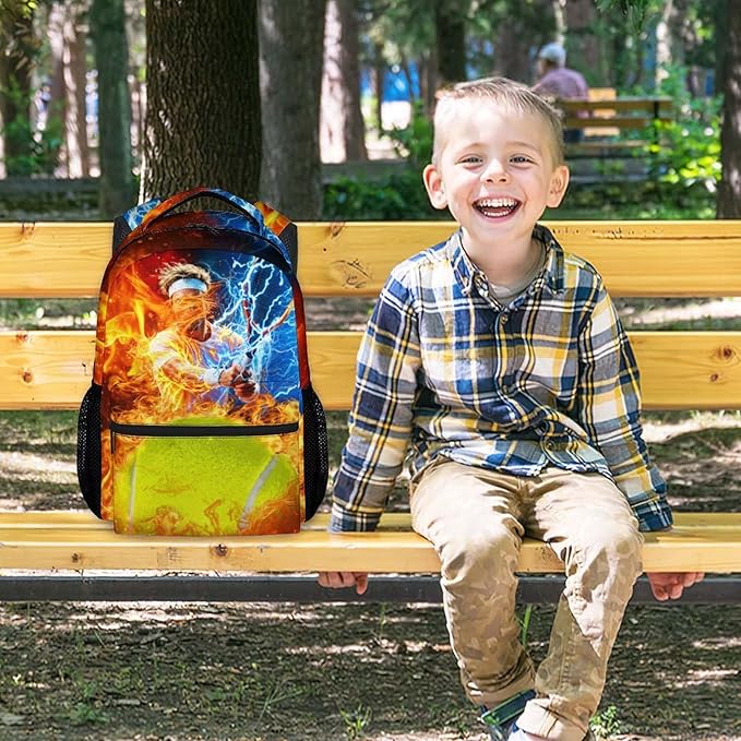 CustomWish Backpack for Boys Kids, Tennis Backpacks for Elementary Middle Primary High Senior, 17 Inch Lightweight Cool Sport Bookbag, Ideal Back to School Supplies