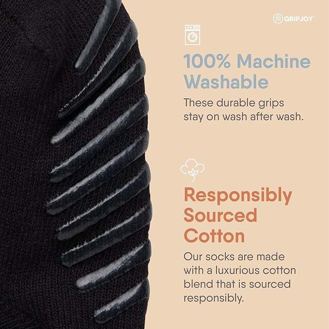 Gripjoy Toddler Socks with Grippers, Non-Slip for Kids, Enhanced Stability, Comfortable Cotton - 4 Pairs