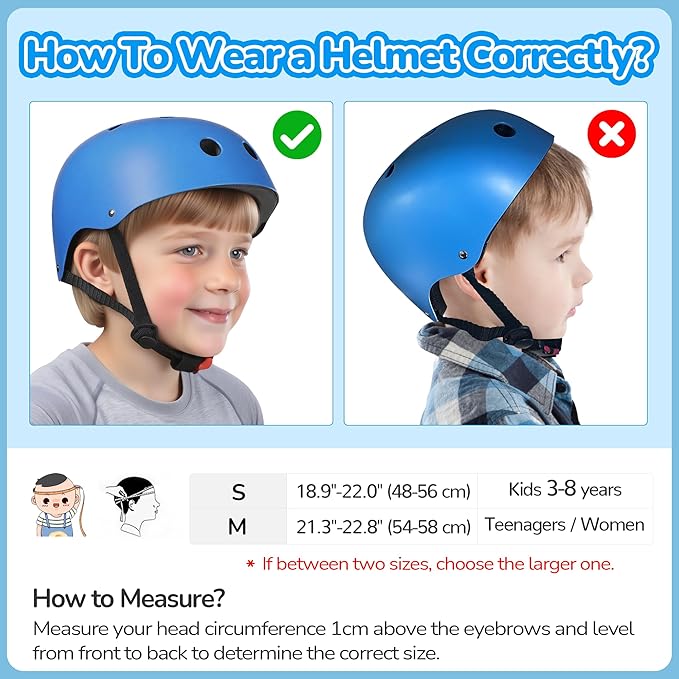 Kids Bike Helmet, Toddler Helmet for Youth Boys Girls Ages 3-14 Year Old, Adjustable Fit & Lightweight, Multi-Sport Safety for Skateboard Skating Bicycle Scooter Cycling