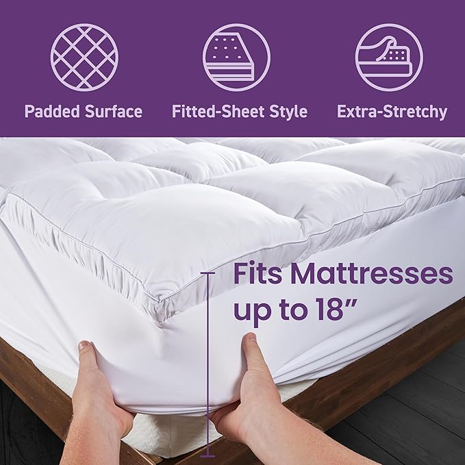 SafeRest CloudGuard - Cal King Size Hybrid Mattress Protector & Pad (Extra Padded) - Waterproof Quilted Pillow Top Mattress Cover - Thick, Plush & Fitted Mattress Topper for Bed