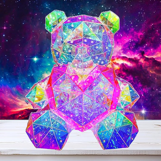 IN HIS NAME LED Teddy Bear Night Light - Colorful LED Light Up Bear with Pink Heart for Kids Room - Premium Bedside Lamp Nursery Decor & Cute Light for Kids - Unique Nursery Lighted Gifts Spring Decor