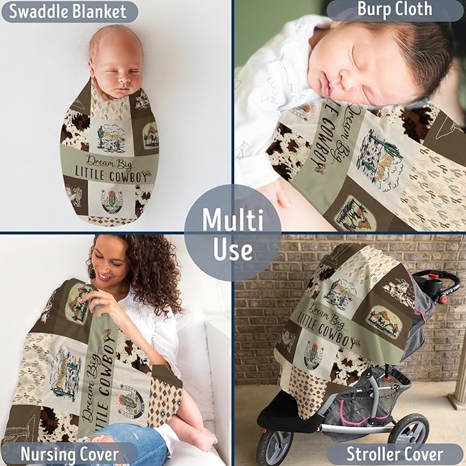 Western Blanket, Western Decor for Nursery Room, Baby Blankets for Boys Girls, Cowboy Baby Blankets, Western Baby Stuff, Soft Warm Lightweight Nursery Bed Blanket for Newborn Toddlers (03, 50x60 in)