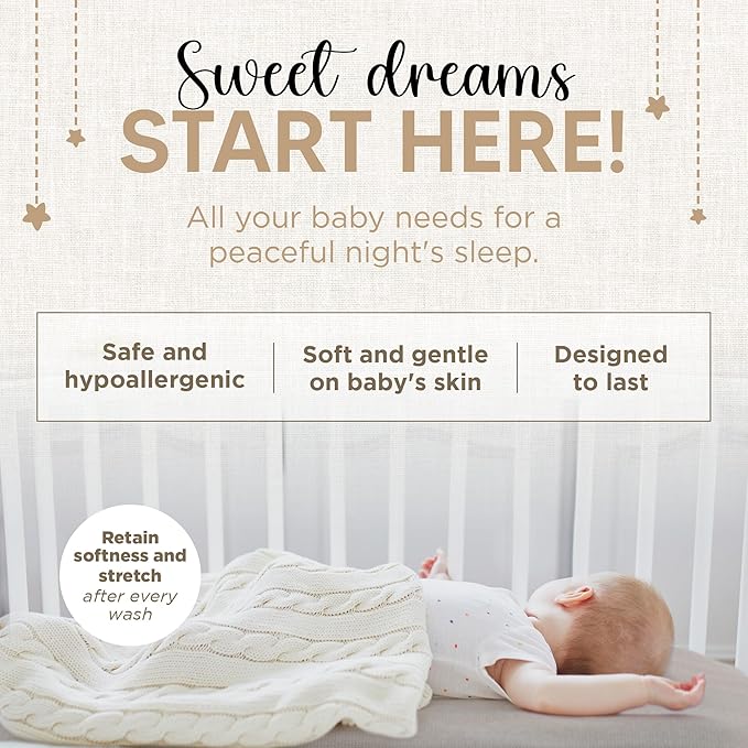 Bassinet Sheet for Bassinet Mattress - 100% Organic Jersey Knit Cotton - Snuggly Soft & Cozy Sheets Fitted for Oval Rectangle & KoolaBaby Bedside Sleeper - White & Grey 2 Pack