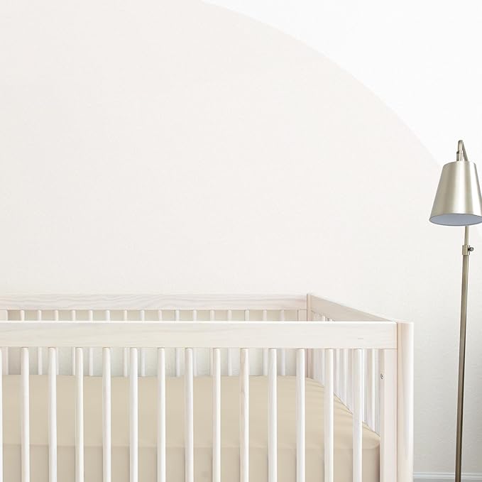 Makemake Organics GOTS Certified Organic Cotton Fitted Crib Sheet Soft Breathable (28"x52", Oat)