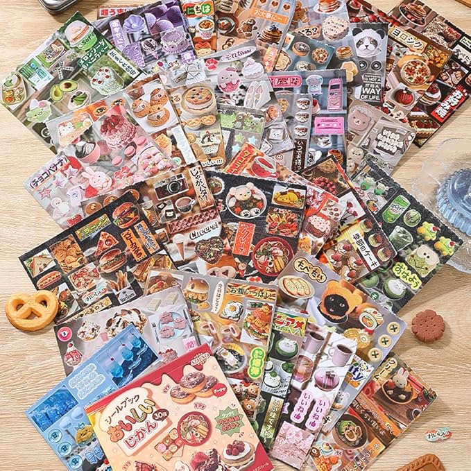 Alideco 30pcs Scrapbook Stickers Vintage Gourmet Desserts Sticker Book for Adults Sticker journaling Stickers for Scrapbooking (shiquxiaoguan)