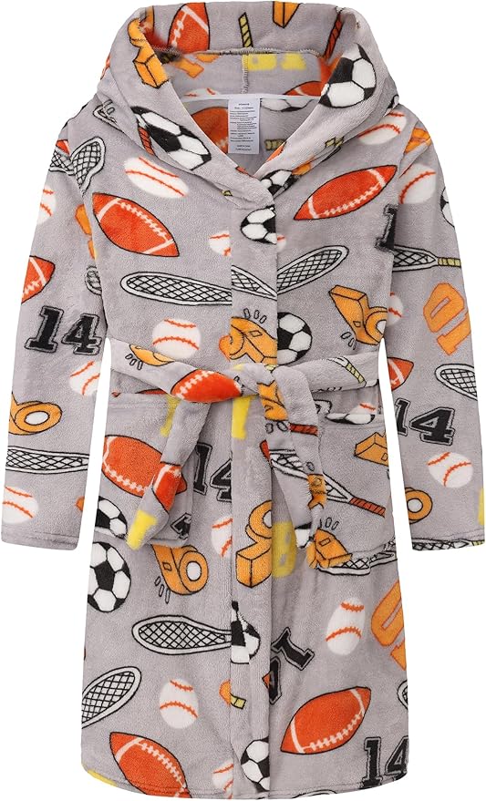Kid Fleece Hooded Robes Girls Bathrobes Boys Soft Plush Sleepwear Toddler Fuzzy Pajamas