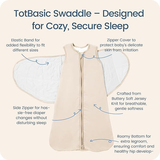 Newborns Swaddle Sleep Sack 0–3 Months, 1.0 TOG Baby Blanket for Newborns, Soft Sleeping Bag for Infants