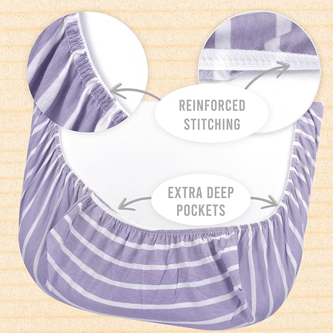 4 Pack Organic Bedside Bassinet Sheets Compatible with Mika Micky, Baby Delight, Dream On Me, AMKE and Other Bassinet Mattress Pads Size Between 17-21 in Width, 29-33 in Length, and 1.5-4 in Thick