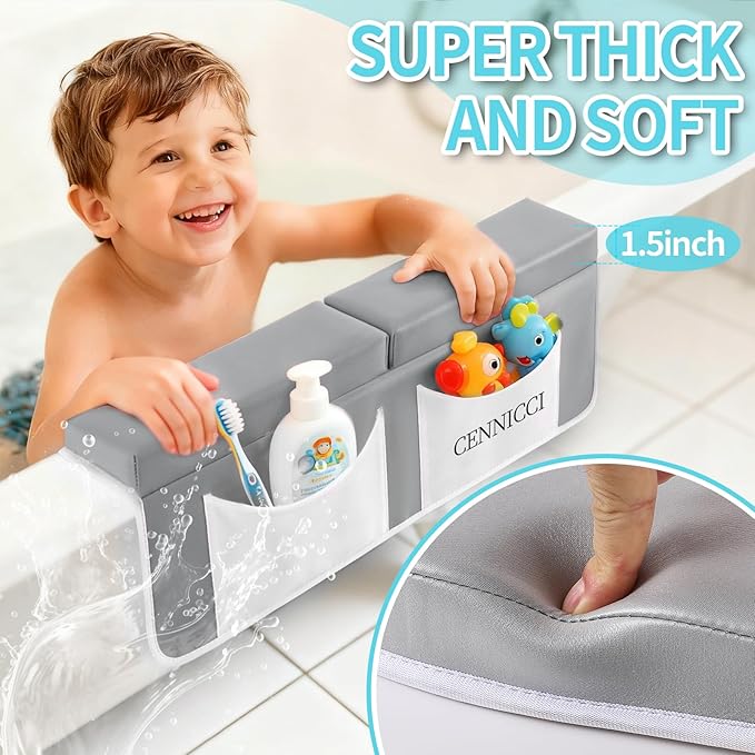 Bath Kneeler and Elbow Kneeling Rest Pad for Baby Bathing Parents,Faucet Cover Baby Bathtub Silicone Whale for Kids,39 x 16 Inch Extra Long Bathtub Mats