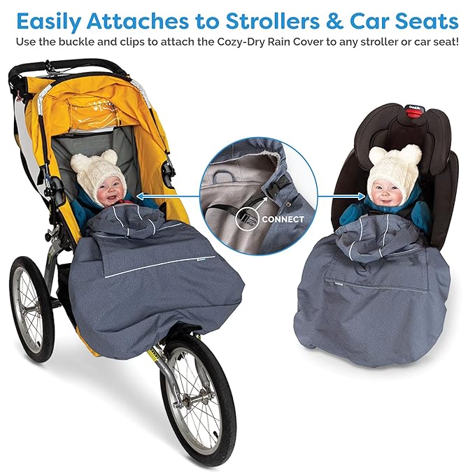 JAN & JUL Waterproof Baby Carrier Cover for Rain, Universal Fit for Car Seats and Strollers (Greystone)