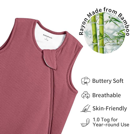 Rayon Made from Bamboo Sleep Sack 12-18 Months Supersoft Toddler Sleep Sack 1.0 Tog Breathable Baby Wearable Blanket with 2-Way Zipper Unisex Sleeping Bag for Babies