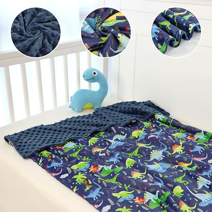 Baby Blankets for Girls, Toddler Newborn Blanket Double Layer with Dotted Backing Crib Receiving Blanket for Toddler Nursery Bed Blanket, Dinosaur, 30x40 Inches