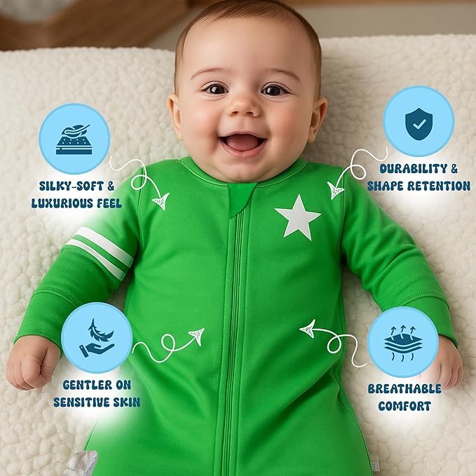 Babysoy Long Sleeve Wearable Blanket Sleep Sack, Infant to Toddler Sleeping Bag, Choose from size 0-24 Months