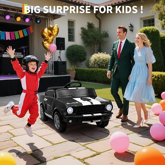 12V Ride on Car for Kids, Licensed Shelby GT350 Electric Toy with Parent Remote Control, 3 Speeds, LED Headlights, Music & Safety Belt for Toddlers