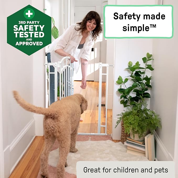Ingenuity Decorative Extra Tall Baby Gate & Dog Gate, 28.5"-48" Wide, 36" Tall, Hardware or Pressure Mounted, Install on Top or Bottom of Stairs, Banister, or Doorway - White