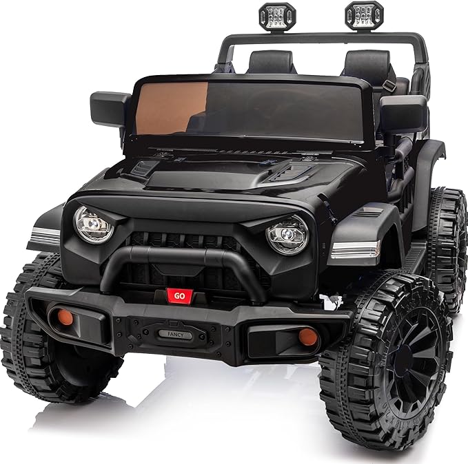 2 Seater Ride on Car Toy, 12V Electric Car for Kids 4-8 with Remote Control, Capacity 150 lb, LED Light - Black