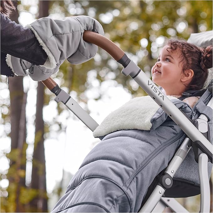 UPPAbaby CozyHandmuff - Easily Attaches to Stroller Handlebars - Ultra-Plush, Weather-Proof Hand Protection - Callum (Stone Blue)