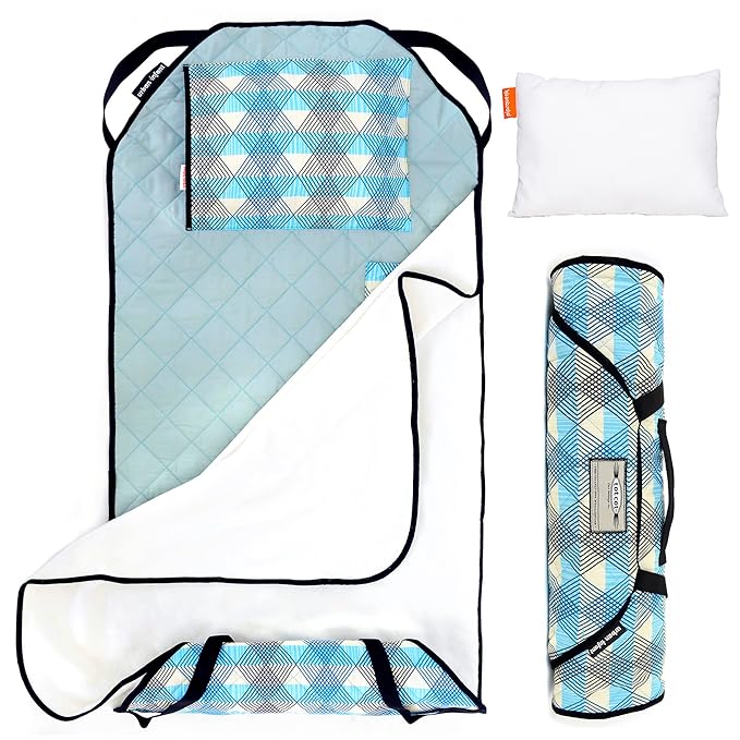 Urban Infant Tot Cot Kids Nap Mat - Toddler Preschool Daycare Bedding Cover with Blanket and Pillow - Seattle