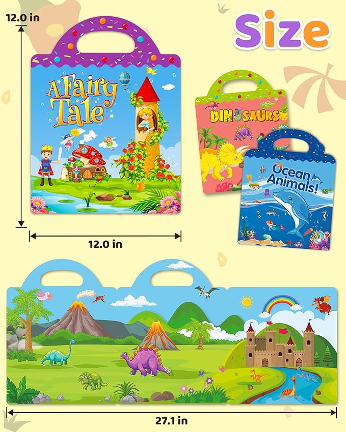 Benresive Reusable Sticker Books for Kids 2-4, Sticker Books for Toddlers 1-3 2-4, Toddler Travel Toys Activities Crafts Gifts