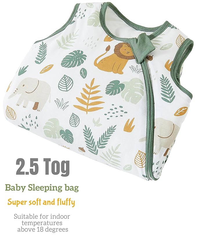 Baby Sleep Sack 18-24 Months 2.5 TOG, Winter Baby Wearable Blanket with 2-Way Zipper, Infant Toddler Warm Sleeping Sack for Newborn Boys and Girls, Happy Forest