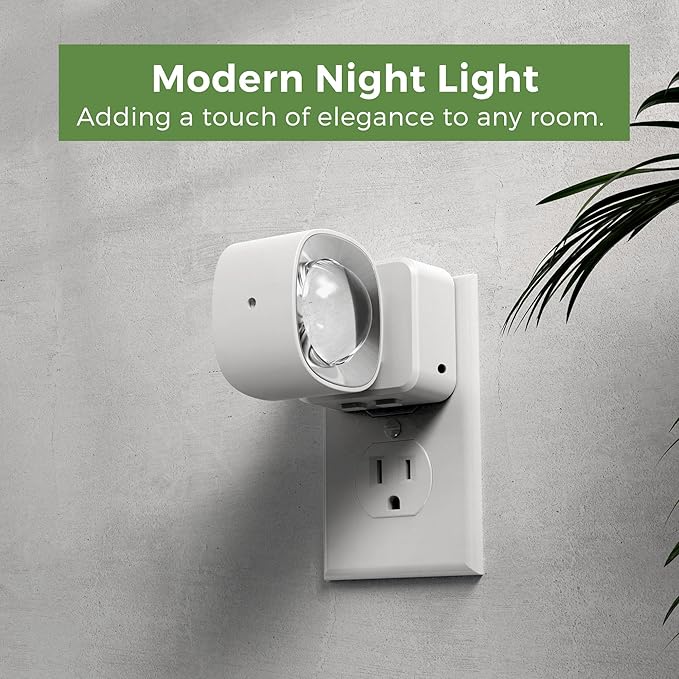 L LOHAS LED Night Lights Plug into Wall, Night Light Projector, Dusk to Dawn Sensor, Rotating White Nightlight for Kids, Soft White Ambient Lighting for Bathroom, Gaming Room, Gifts,1 Pack