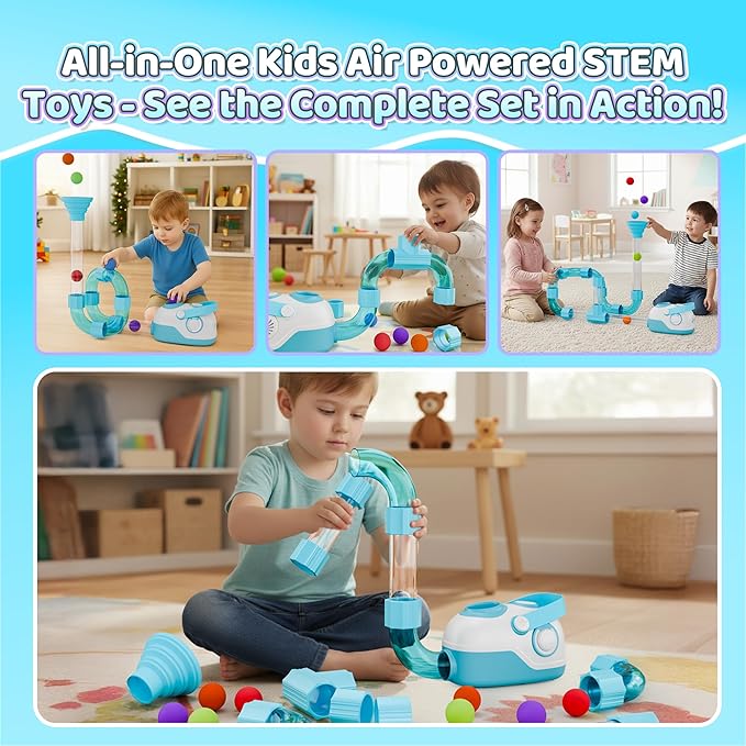 Air-Powered STEM Building Toys - Bluetooth Learning Toys with Wireless Music Play, Rechargeable & Play While Charging, STEM Toys for 3+ Year Old, Kids Toys Birthday Gifts for Kids