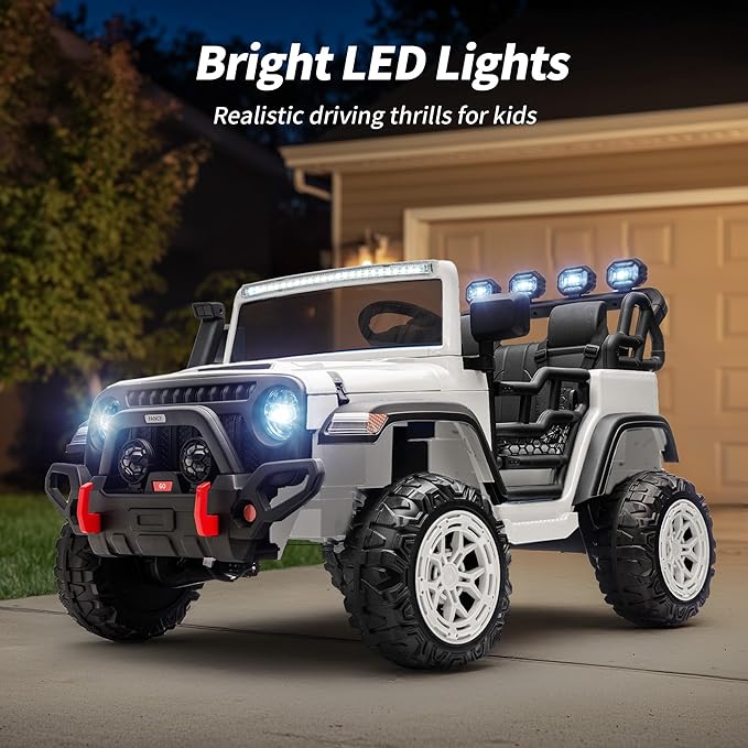 2 Seater Ride on Electric Car, 12V Ride on Toy Car for Kids 4-8 w/Remote Control, EVA Tires - White