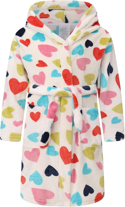 Kid Fleece Hooded Robes Girls Bathrobes Boys Soft Plush Sleepwear Toddler Fuzzy Pajamas