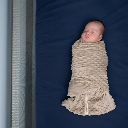HALO Sleepsack Swaddle, 3-Way Adjustable Swaddle Blanket, TOG 3.0, Velboa, Fawn Grey Plush Dots, Small, 3-6 Months