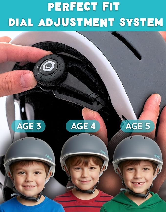Rideo Kids Bike Helmet for Kids 3-5, Advanced Safety Girls Helmet, Adjustable & Multi-Sport, Patented Safety Buckle, Toddler to Youth