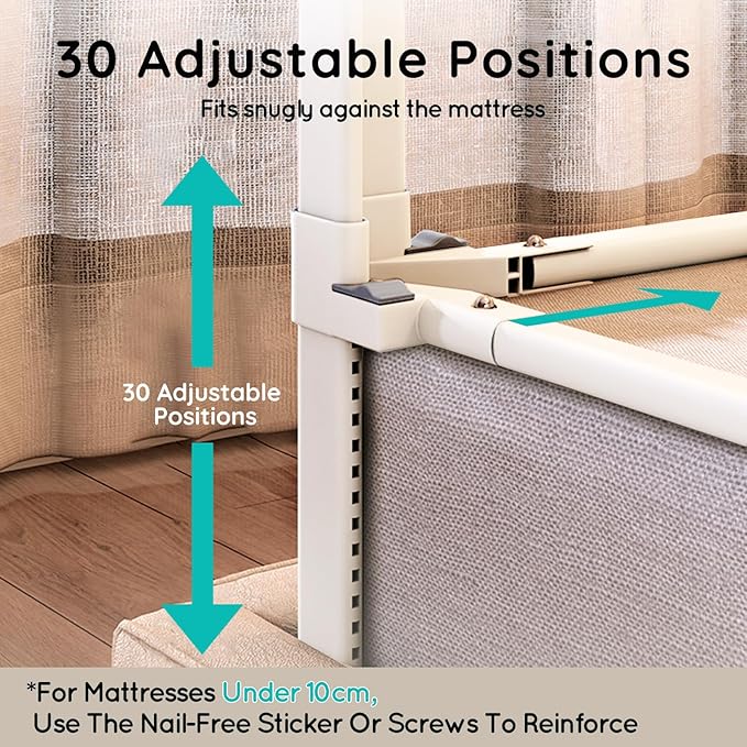 Queen Size Toddler Bed Rail: 3-Side Protection Bedrail for Queen Bed - Extral Tall Adjustable Child Safety Side Railing Guards for Infants Kids Child(78.7x78.7x59”)