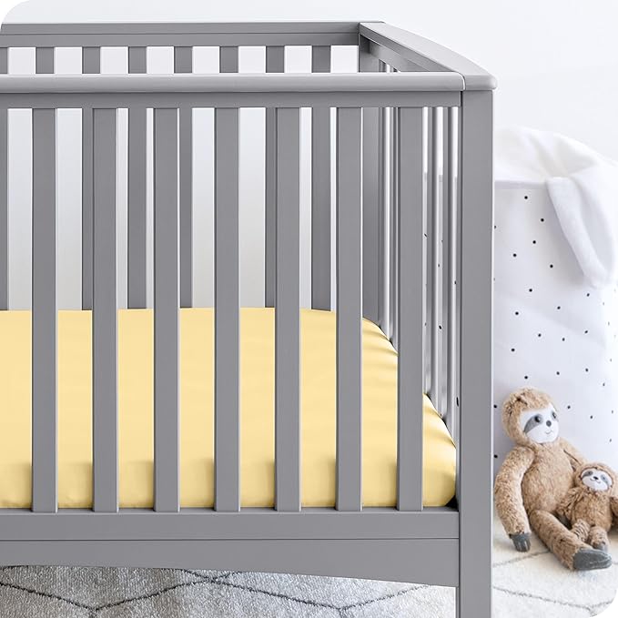 Bare Home 2-Pack Fitted Crib Sheets - Premium 1800 Ultra-Soft Microfiber - Breathable - Baby Sheet - for Boys & Girls - Fits Standard Crib and Toddler Mattresses (Morning Sun/White)