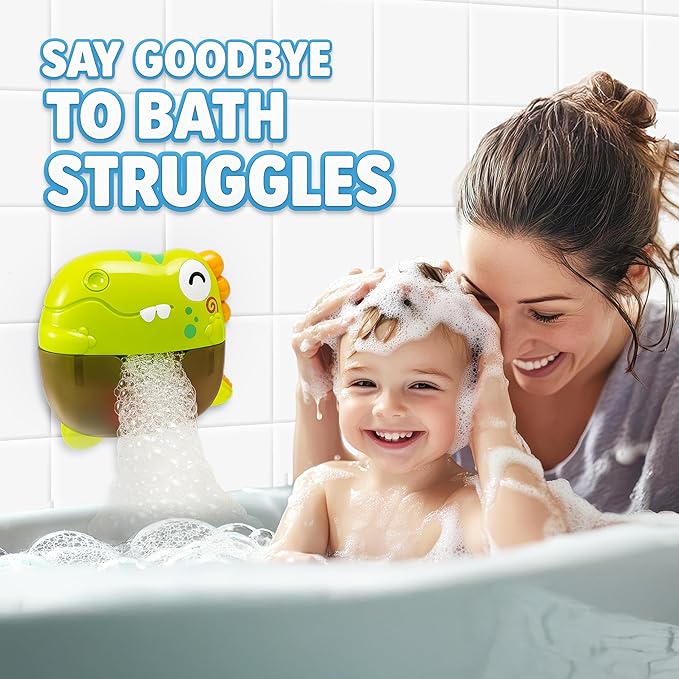 Bath Bubble Machine - Bathtub Bubble Machine, Light Up Bath Toys - Bubbles Bath Maker with Lights & Music - Baby Bath Bubbles Maker for Bathtub - Strong Suction BPA Free
