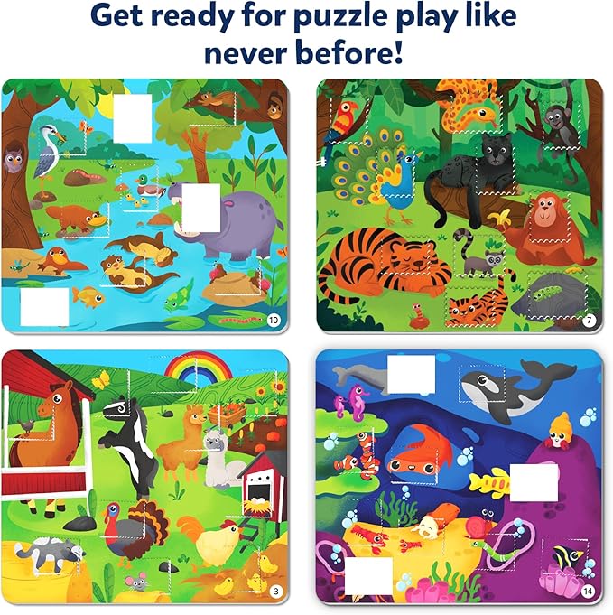 Skillmatics Puzzle Activity - Tape It Animal Sticker Puzzles, 300+ Easy-Tear Stickers, Reusable Art & Craft Kit, Educational Fine Motor Skills & Travel Toy, Gift for Kids Ages 4, 5, 6, 7, 8