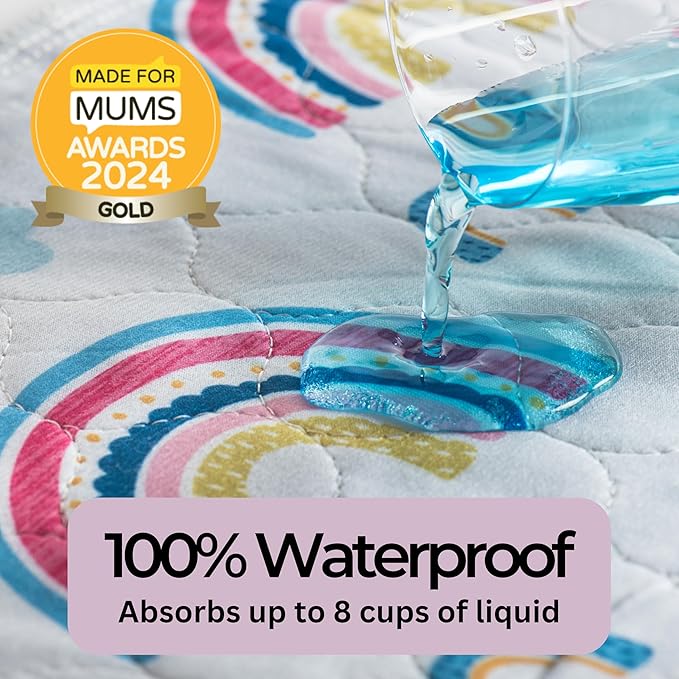 Hygge Sheets® Potty Training Pee Pads for Kids, Toddlers - 100% Waterproof, Non Slip Bed Wetting Pad for Twin Beds - Washable, Reusable Mattress & Sheet Protector - Rainbow