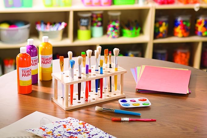 Fun Express Washable Tempera Paint Set for Kids - 10 Bright Colors in 16oz Squeeze Bottles | Bulk Craft Paint for Classroom, School, Preschool & Art Projects | Rainbow Colors