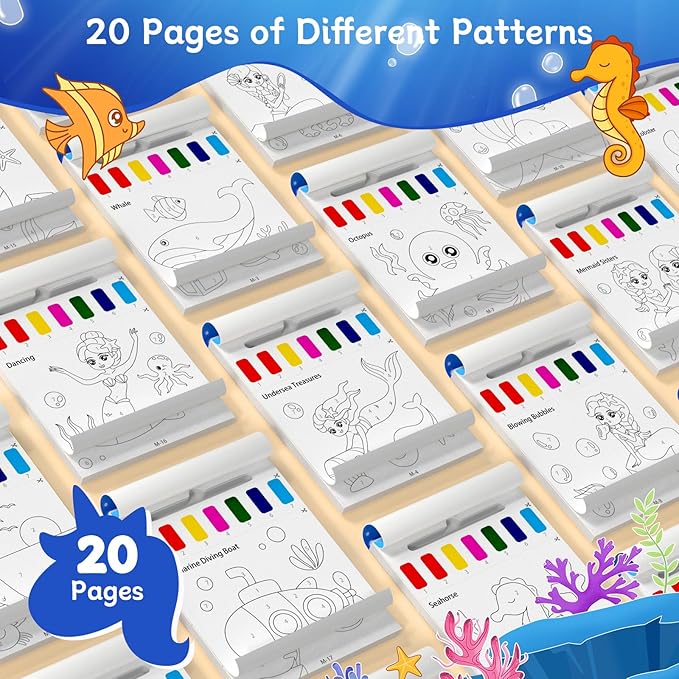 PERRYHOME Paint with Water Coloring Books for Kids,Mess Free Toddler Watercolor Painting Set,Mermaid Arts and Crafts Toys-Birthday Christmas Gifts for Toddlers Girls Ages 3 4 5 6 7 8