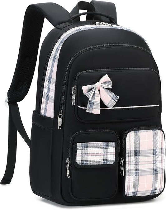 KIDNUO Backpack for Girls,School Backpacks for Teen,Cute College Bags for Women Students Large Bookbag 15.6 Inch Laptop Bag Back Pack Kids Kindergarten Elementary Casual Travel Daypacks Black