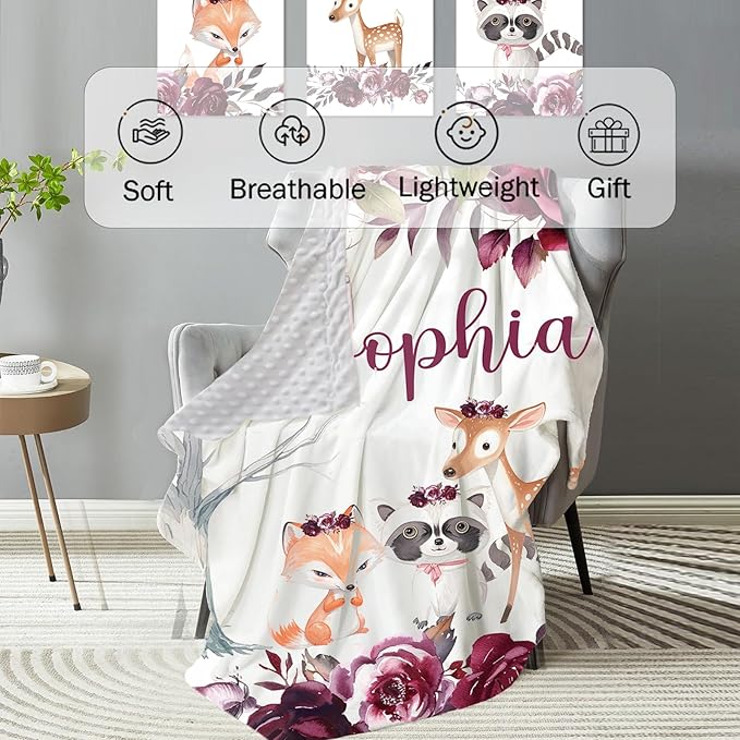 Personalized Baby Crib Bedding Set: 4 Piece Custom Gift Crib Bed Set with Name - Rose Animal Design, Nursery Bedding Set for Baby Girls,Newborn Girls Crib Sets, Crib Bedding Shower Gifts