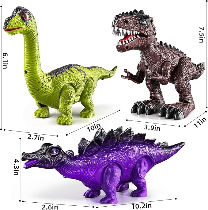 Dinosaur Toys for Kids 3 4 5 6 7 8 Years Old - Electronic Walking Dinosaur Figures for Boys 4-7 5-7, Toddler Boys Toys Set for Kids 3-5 with Sound Light, Birthday Gifts