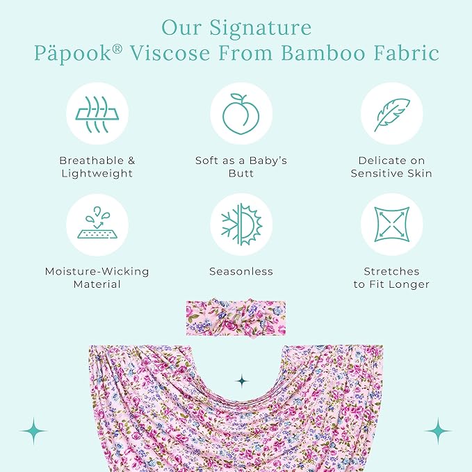 Posh Peanut Soft Baby Swaddle & Headband Set – Viscose from Bamboo Newborn Wrap Receiving Blanket, Nursing or Stroller Cover (Pixie)