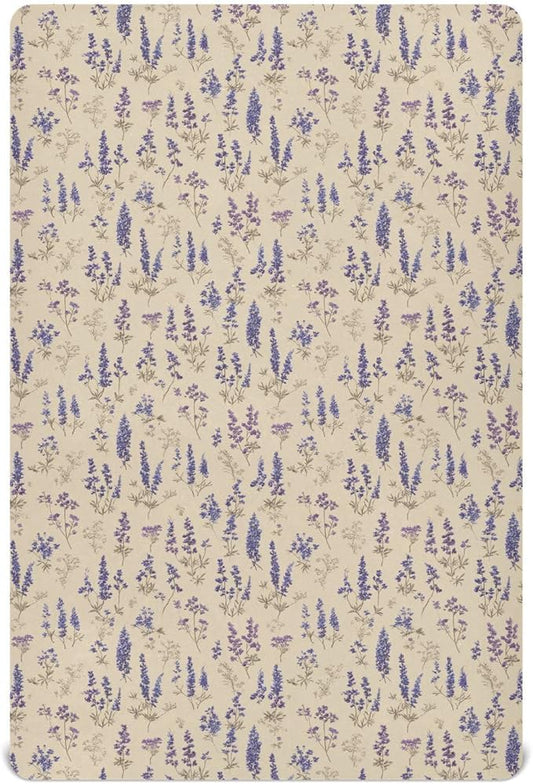 Bluebonnet Lavender Herb Crib Sheets Standard Crib Toddler Mattresses Cover Fitted Baby Bed Sheet Breathable Crib Mattress Sheet for Girls Boys 52" x 28"x5''