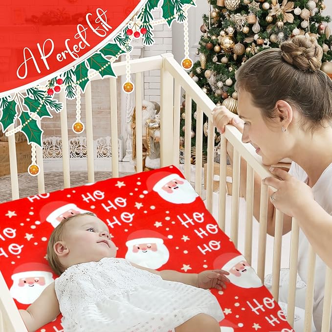 UOMNY Santa Claus Crib Sheet Christmas Fitted Crib Sheets Baby Sheet for Standard Crib and Toddler Mattresses Nursery Bedding Sheet Crib Mattress Sheets for Boys and Girls 1 Pack Space Toddler