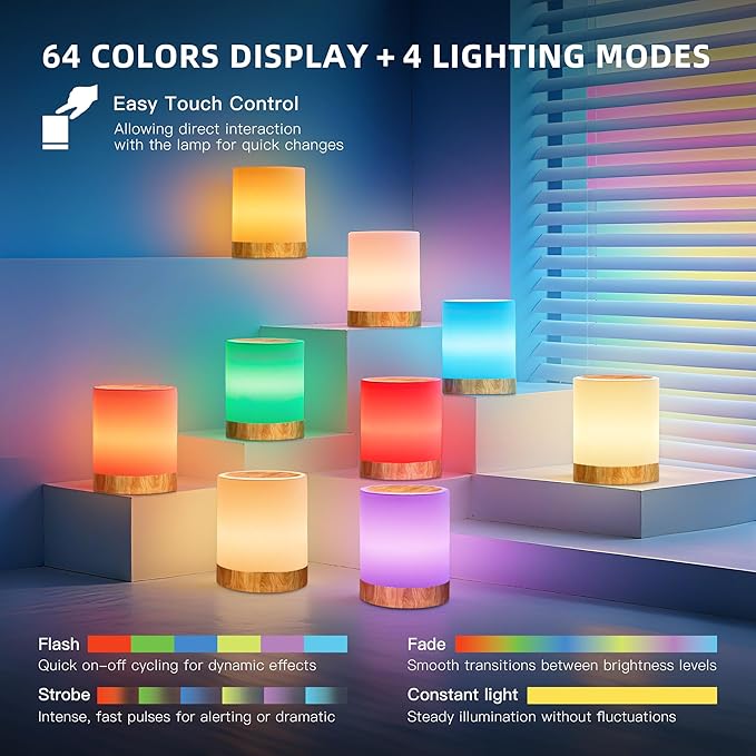 Yonito Night Light for Baby Nursery, 64 Colors Changing Touch Dimmable Night Lamp for Kids, Rechargeable Nursery Light with Timer, Portable Baby Night Light for Breastfeeding