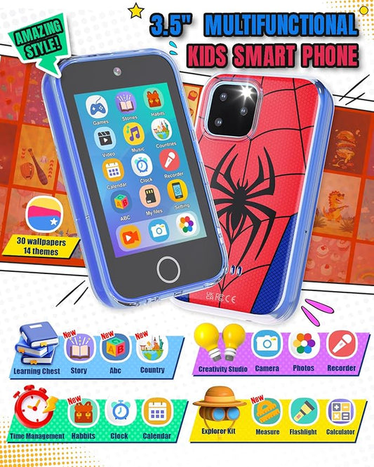 Kids Smart Phone, 3.5'' Touchscreen Kid Phones with Dual Camera, Educational Toddler Learning Toys for 3-10 Year Old Boys, Christmas Birthday Gifts, Music Player, Habit Tracker, Games