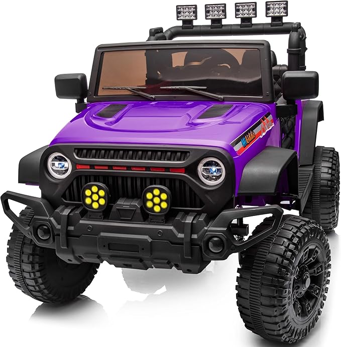 4WD Kids Ride on Car Truck, 12V 7Ah Kids Electric Vehicles Car Ride on Toy for Toddlers 3-5 with Remote Control - Purple